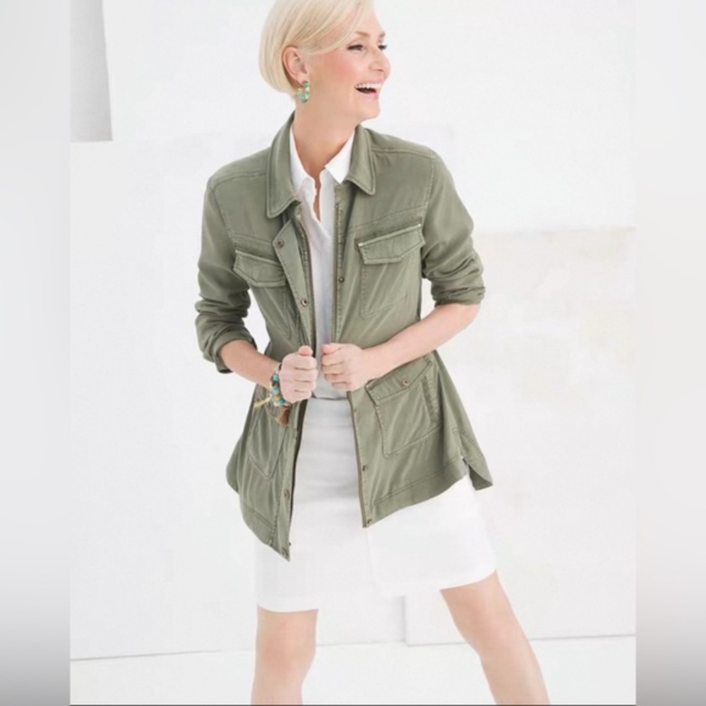 NWT Chico’s Curpo LS Jacket Dusty Olive
